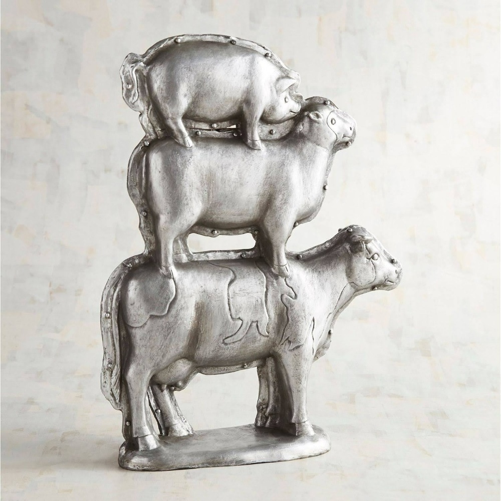 Stacked Cow & Sheep & Pig Figurine
